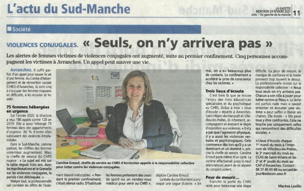 Article de presse  Violences conjugales  ADSEAM